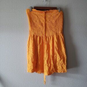 Wild Fable Women's Small Romper Sleeveless Woven Smocked Crinkled Orange Whip